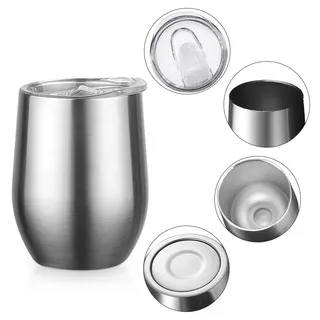 Mug bertutup warna silver beserta detail tutup dan bagian dalam